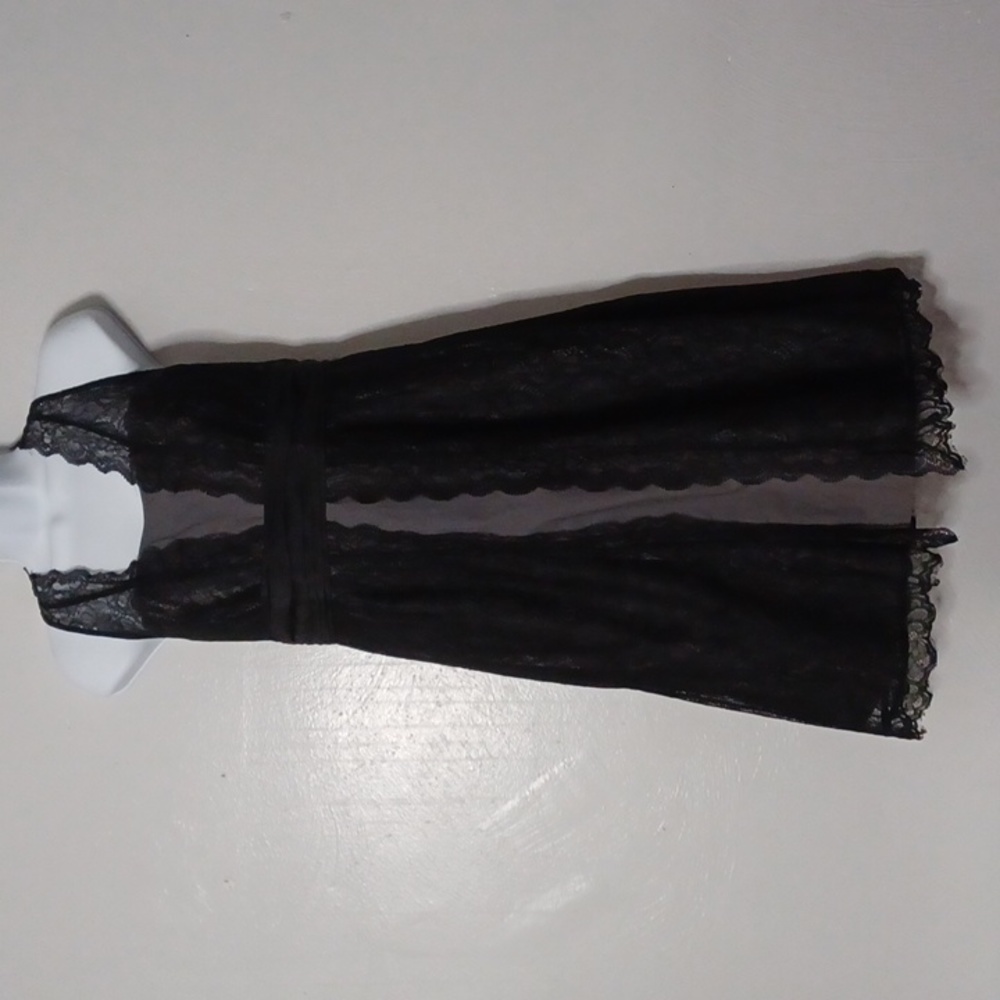 23. Moulinette Souers Gray and Black Lace Dress Sweetheart Neckline Women's 6